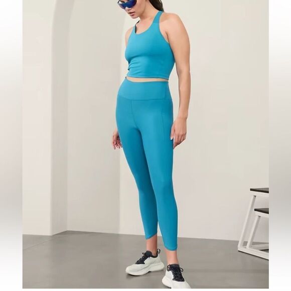 NWT New ATHLETA Pacesetter 7/8 High Rise Tight Legging Teal Blue M - Picture 7 of 8